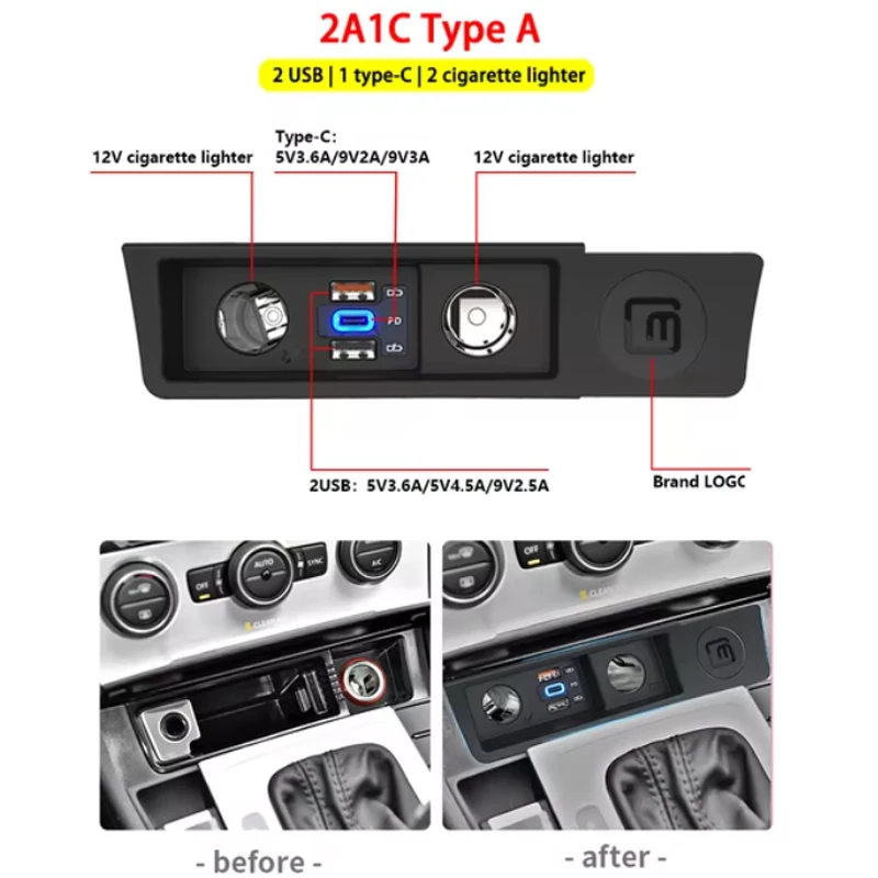 

Автомобильное зарядное устройство для Volkswagen Passat B6 B7 CC R36 разветвитель прикуривателя USB быстрая зарядка 2024