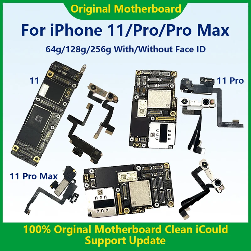 Ceny W Pełni Przetestowane Autentyczne Płyty Głównej Dla IPhone 11 Pro Max 64g/256g Oryginalna Płyta Główna Z Twarzy ID Czyszczone ICloud Darmowa Wysyłka