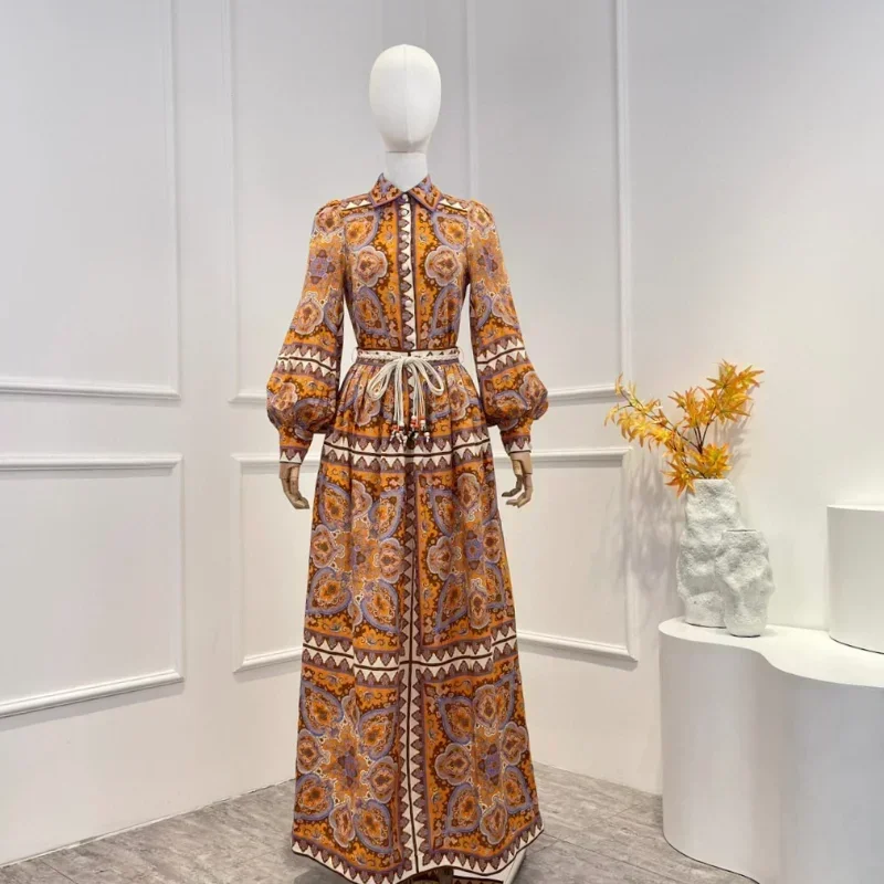 

Женский комплект из блузки и юбки, повседневный комплект из блузки с длинным рукавом и винтажным цветочным принтом, лето 2023