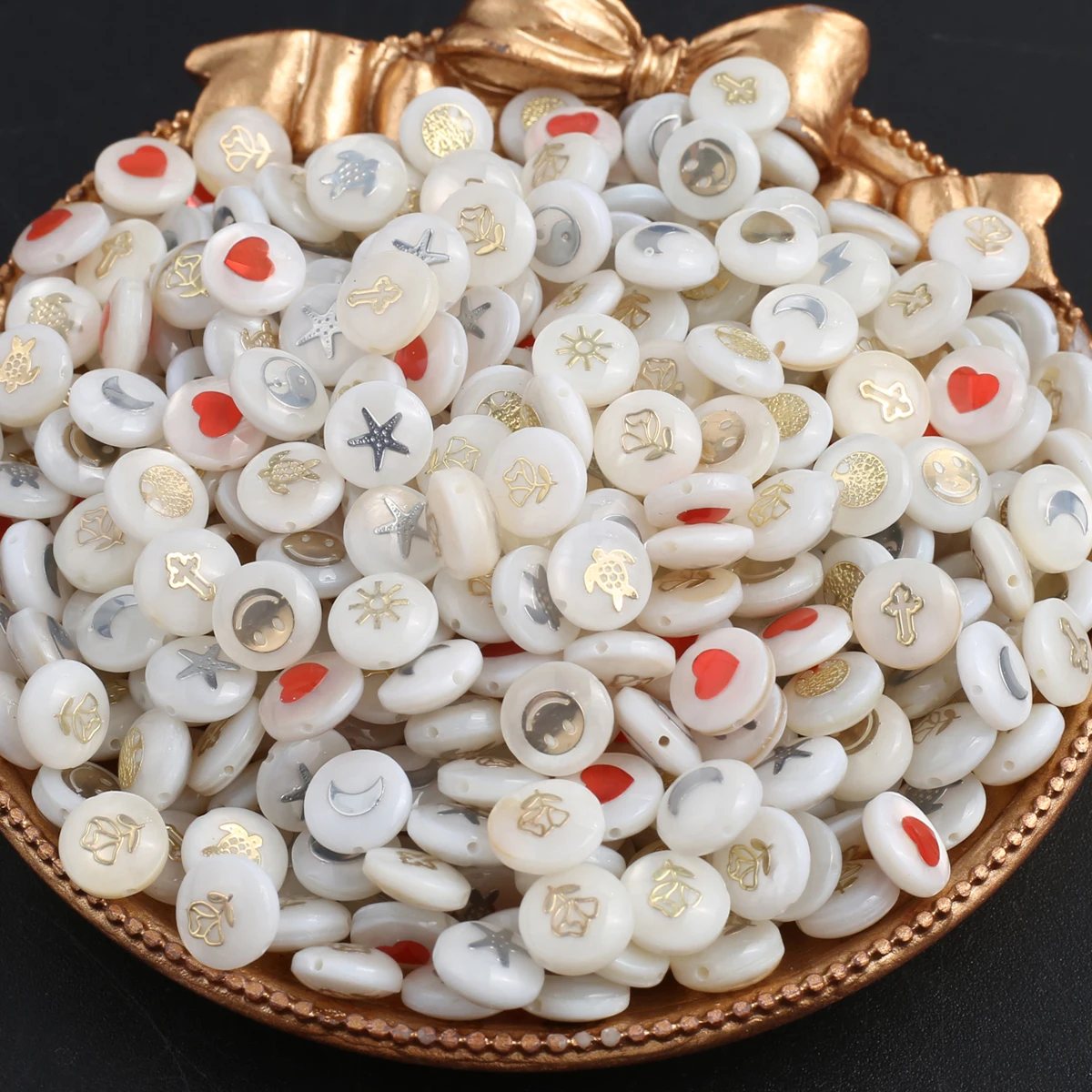 

10PCS Randomly Wholesale Natural White Shell Circular Small Beads 8mm Jewelry Making DIY Necklace Bracelet Accessories