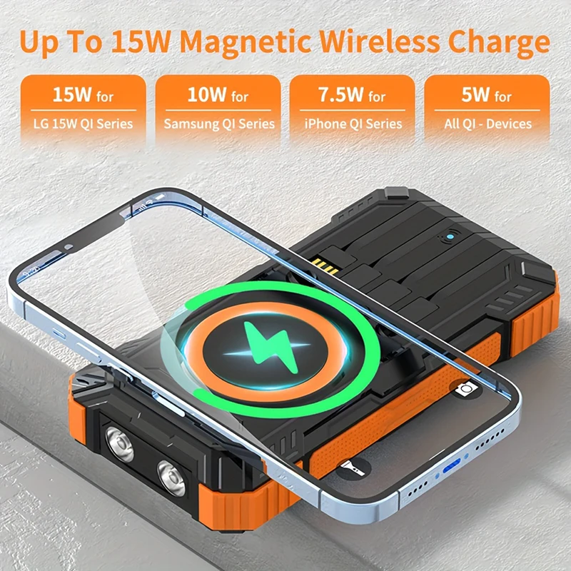 Портативное зарядное устройство на солнечной батарее емкостью 20000 мАч со