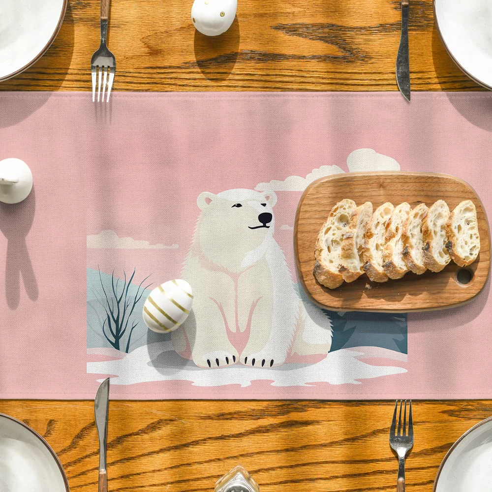 Животные Белый Медведь Облака Скатерть Кухня Обеденный Стол Украшение Для