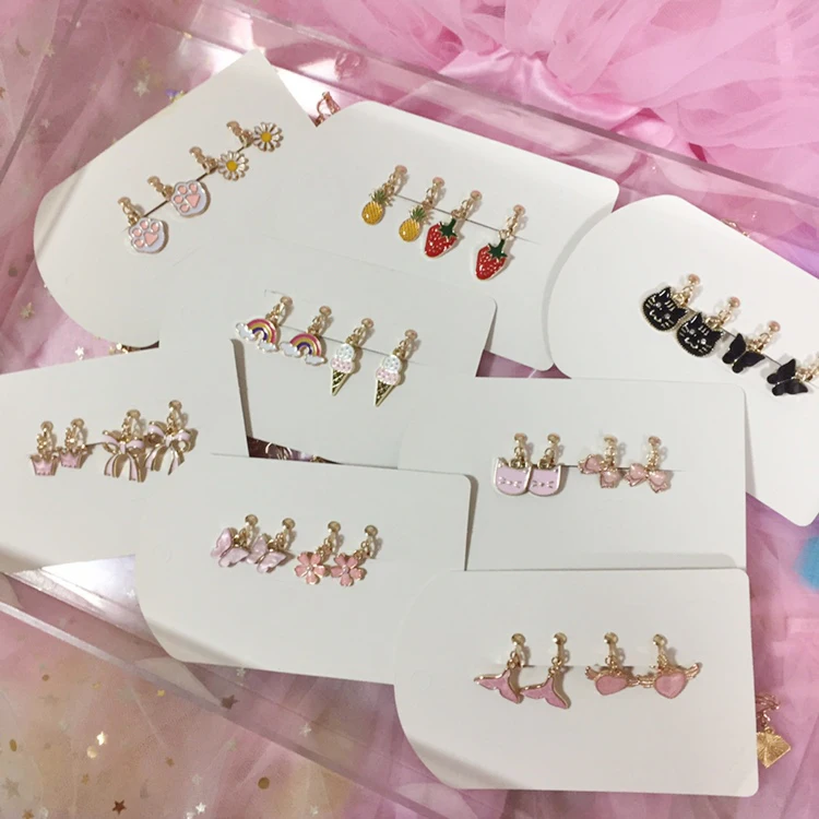 2 Pairs/Set Korean Style Kids Ear Clip Lovely Cartoon Animal Baby Ear Clip No Piercing Earring Ear Ring for Baby Girls Children