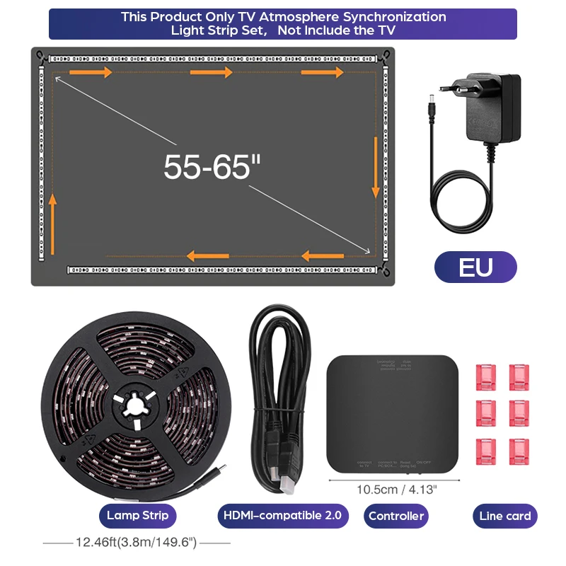 

Новая светодиодная подсветка рассеянного телевизора 4K HDMI совместимая с устройствами 2,0 коробка для синхронизации с разъемом EU/ US RGB полоса освещения экран Синхронизация цвета светодиодная фотовспышка в комплекте