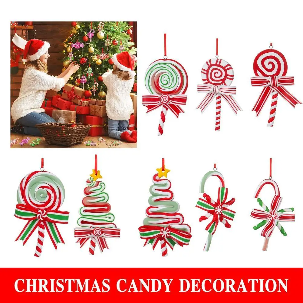 

Christmas Tree Decoration Ornament Soft Clay Red White Candy Cane Xmas Tree Pendant 2024 Christmas Home New Year Gift