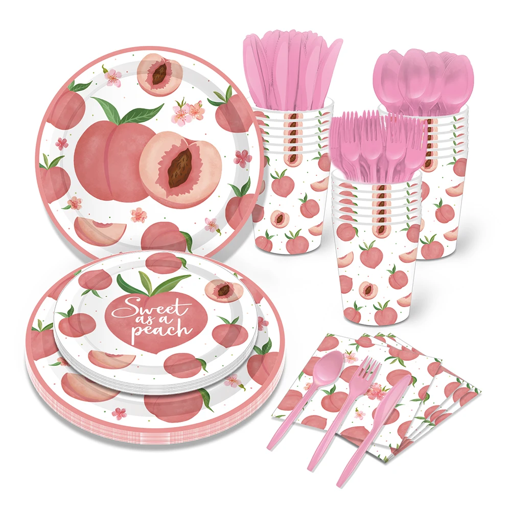 

Sweet Girl Summer Fruit Juicy Peach Happy Birthday Party Disposable Tableware Sets Cups Plates Napkins Baby Shower Party Decors