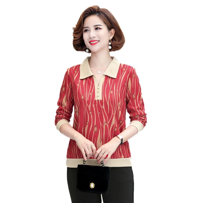 

Women Spring Style Long Sleeve Blouses Shirts Lady Casual Turn-down Collar printing Blusas Tops