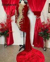 new arrival 2022 one sleeve prom dress for black girls velvet bead tassels aso ebi party gown graduation dress robe de bal