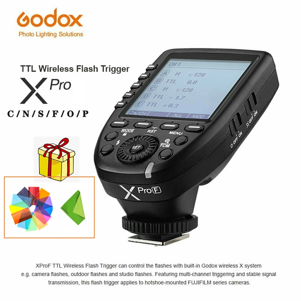 

Godox Xpro TTL Wireless Flash Trigger 1/8000s HSS TTL-Convert-Manual Function Large Screen Slanted for Canon Nikon Sony Olympus