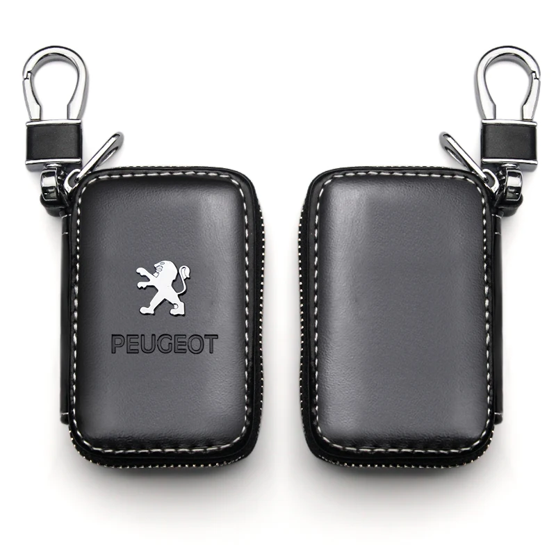 

Logo Car Logo Leather Key Case Car Interior Accessories Men For Peugeot 206 207 307 308 Citroen C2 C3 Remote Car Keys