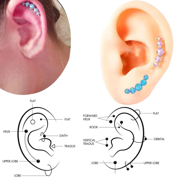 Фото 2 шт. G23 титановый опал серьги в носу козелок хрящ Helix Daith губа пирсинг ювелирные изделия сексуальные для женщин №5