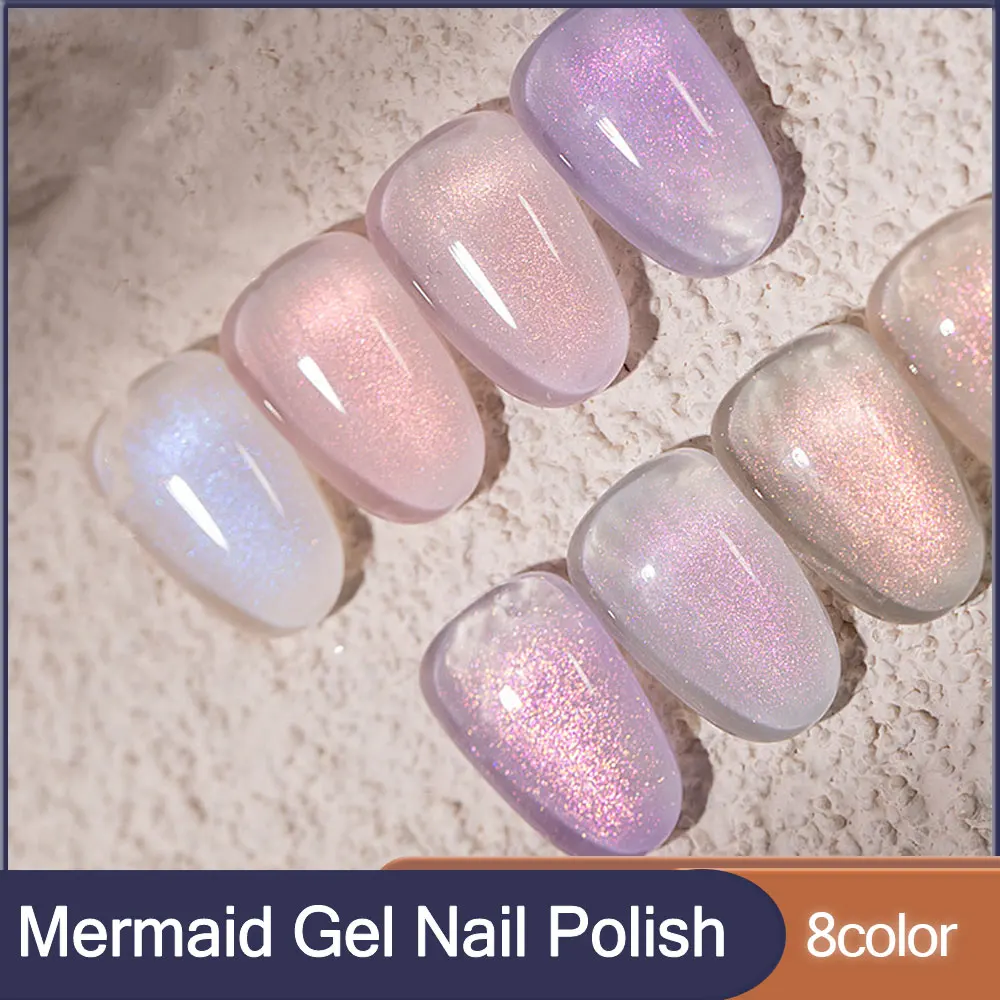 8 Colors Mermaid Gel Nail Polish For Manicure Semi-permanent Soak Off Gel Hybrid Varnishes Base Top Coat Enamels Nail Art Gel