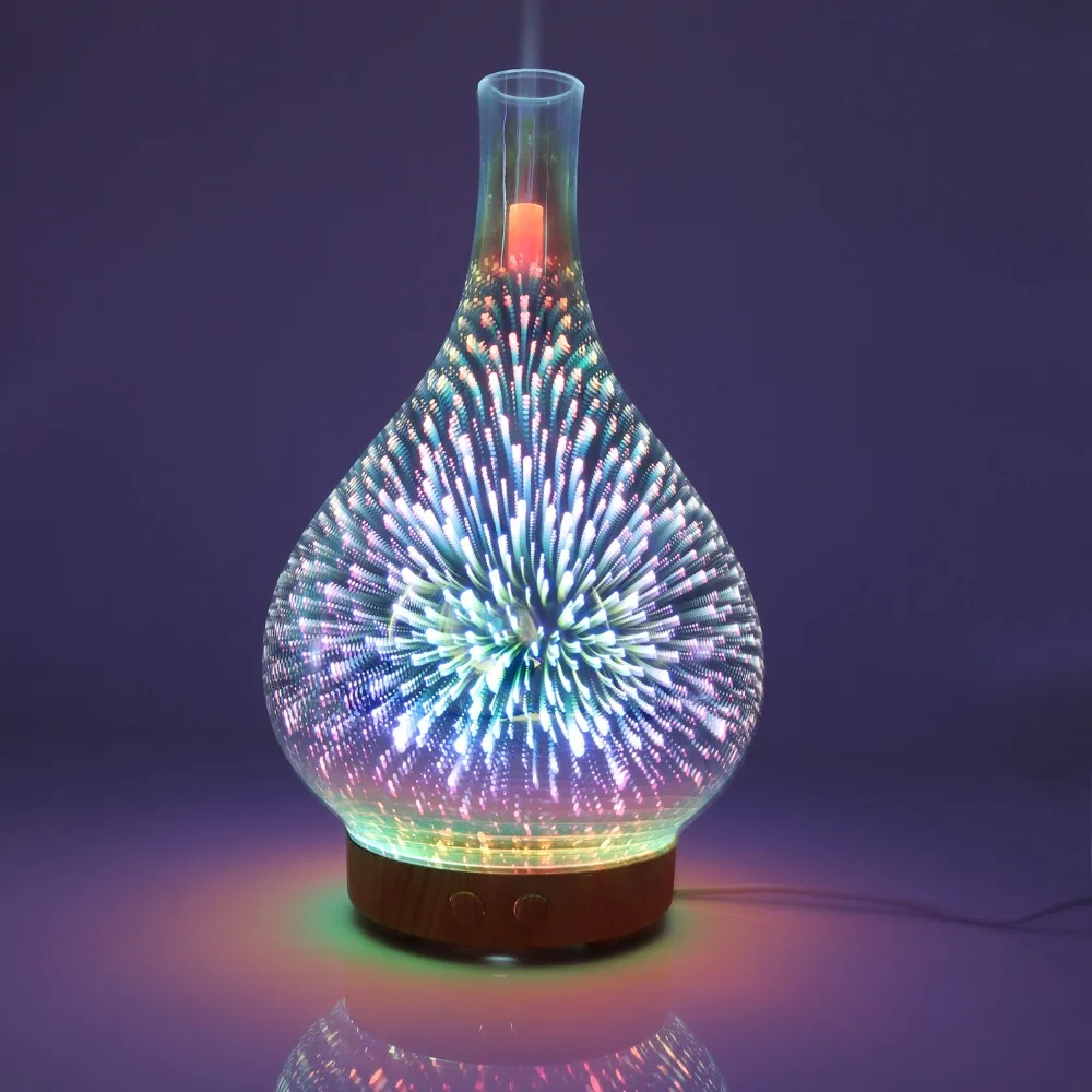 

3D Essential Oil Diffuser 100ml Glass Aromatherapy Ultrasonic Cool Mist Humidifier with 3D Effect Night Light and Auto Shut-Off