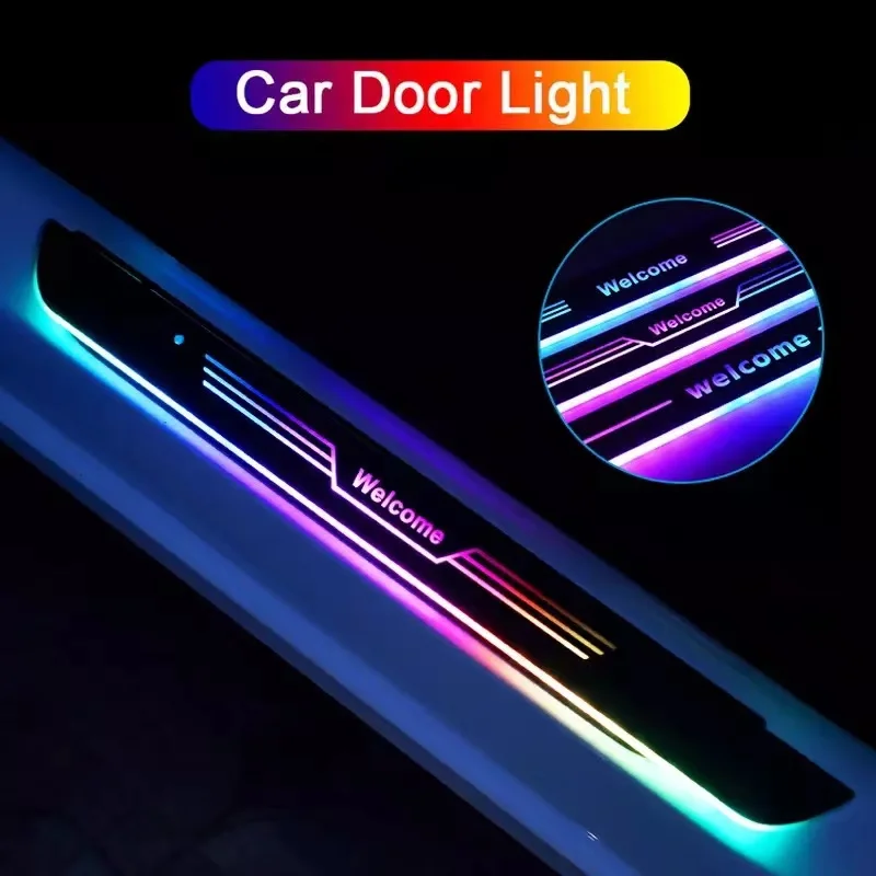 

For Cadillac Car Door Lights Car LED Door Sill Lights, Customized Logo or Text, Wireless Car Door Lights (2Pcs Rear Door)