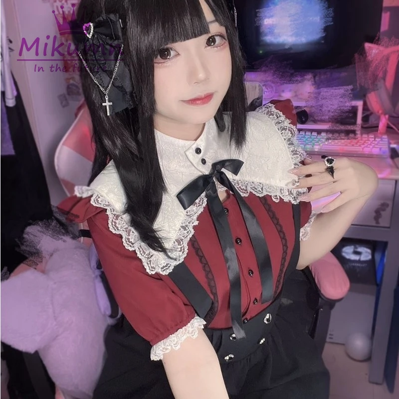 Mikumn Harajuku японская кавайная кружевная рубашка с бантом готическая Лолита Y2K милая