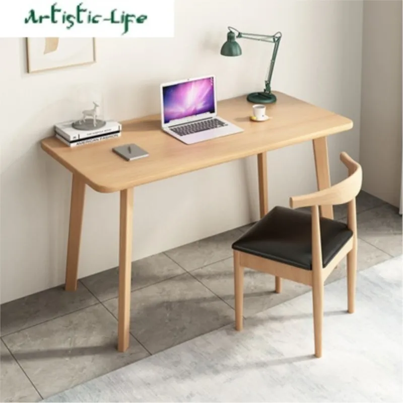 ArtisticLife Nordic Solid Wood Computer Desk Home Desk Student Writing Desk Modern Minimalist Style Study Desk Desk Table  Chair