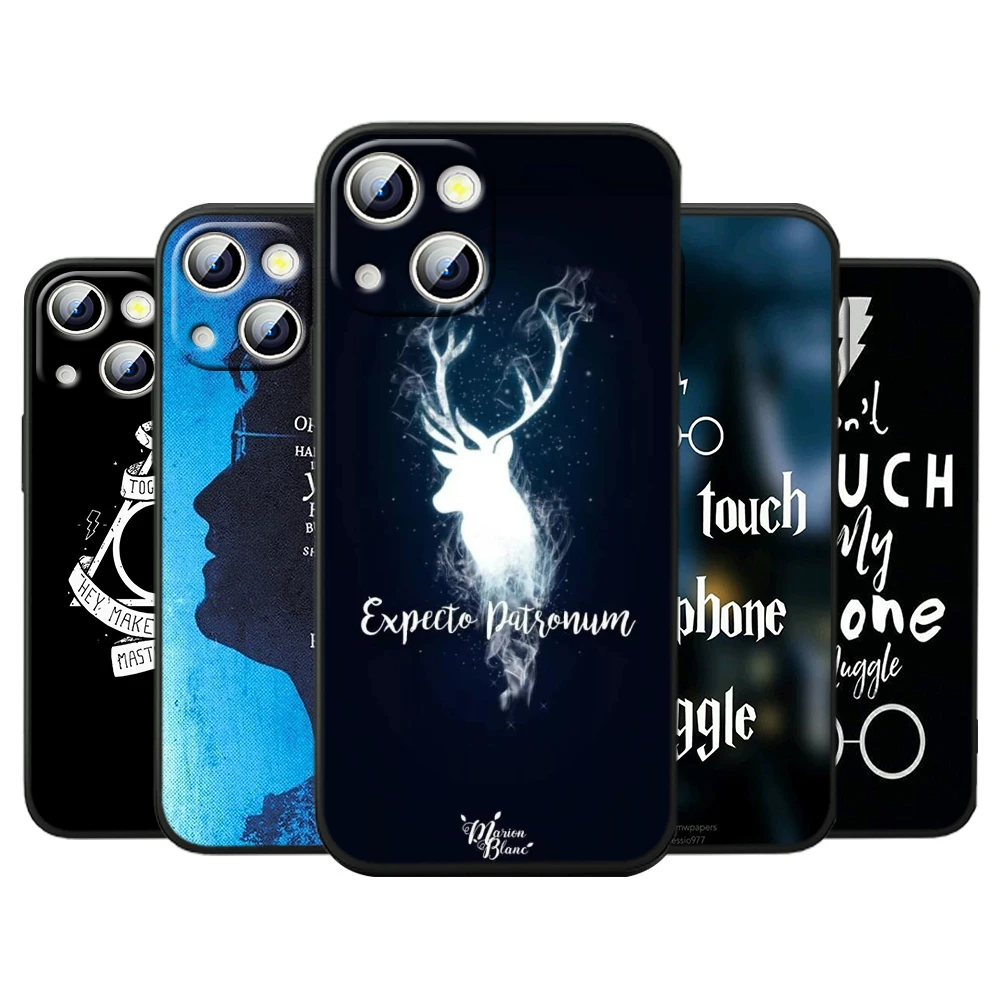 

Cute Cartoon Harrys P-potter For iPhone 14 13 12 11 Pro Max XS Max X XR 7 8 Plus 6S 5S Silicone Black Shell Phone Case