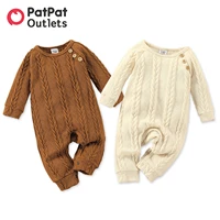 patpat autumn infant newborn romper baby boygirl clothes casual solid cable knit long sleeve playsuit jumpsuit for babies