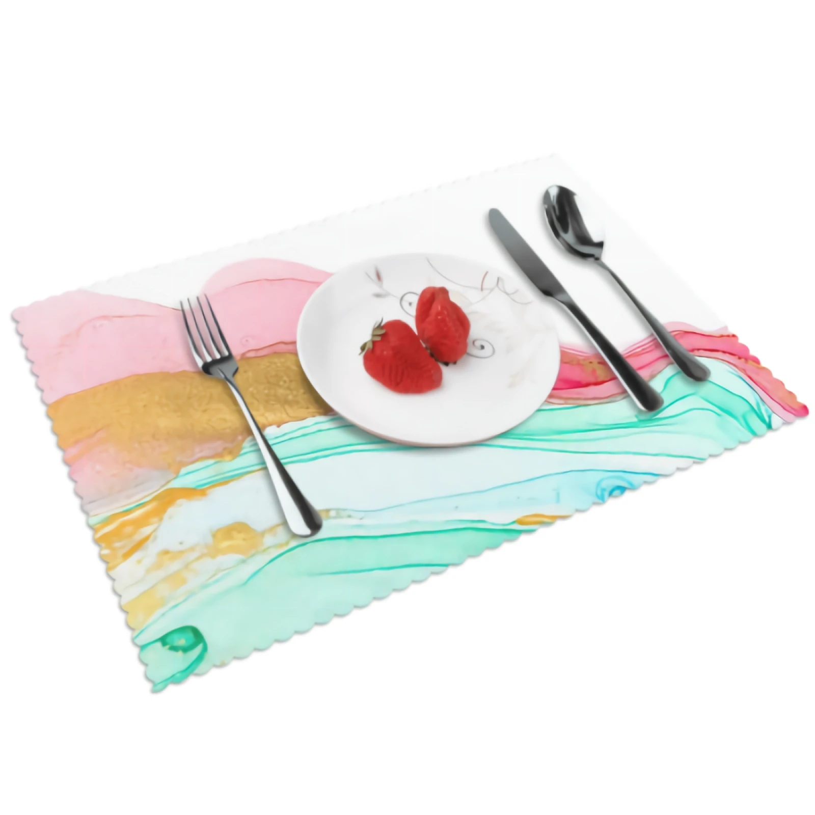 

Teal Pink Gold Marble Placemats for Dining Table 12 x 18 inches Heat Resistant Table Placemats Set of 4 for Kitchen Dining Table