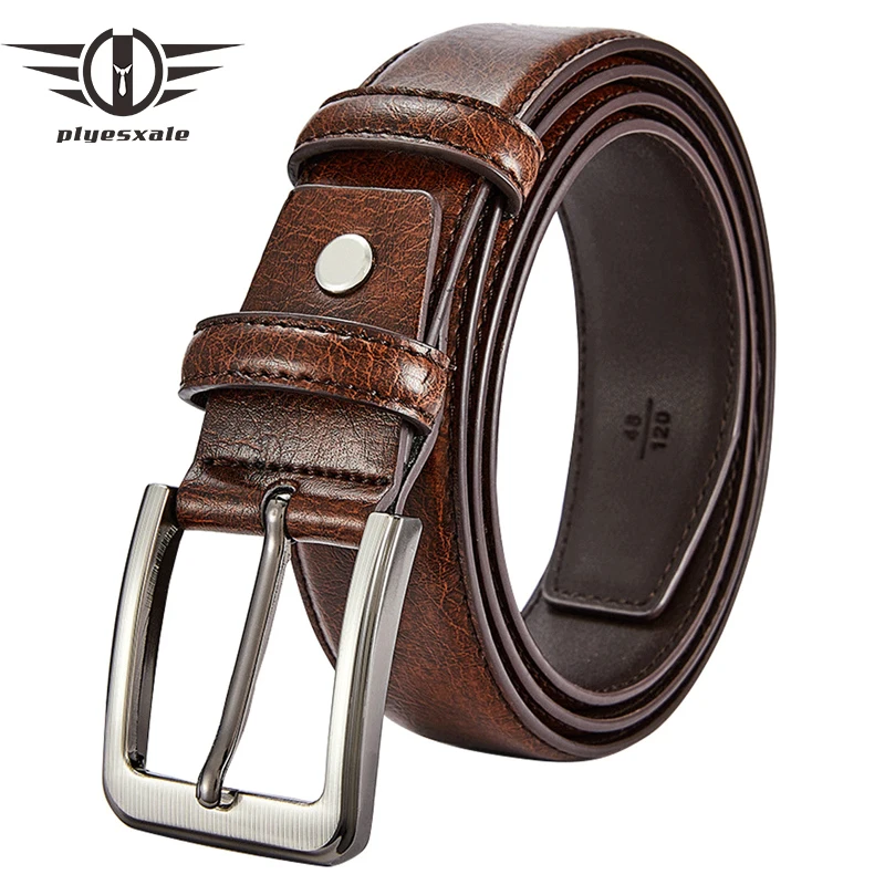 

Plyesxale Man Cow Leather Belt Pin Buckle Luxury Designer Jeans Cowskin Casual Belts For Men Business Cowboy Waistband G1409