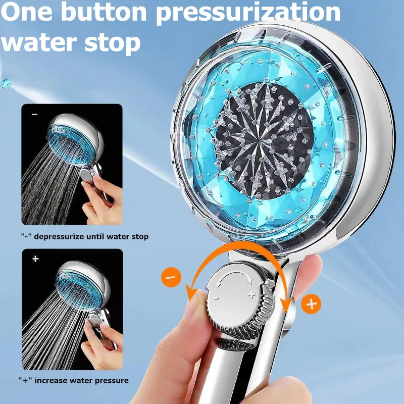 

Digital Temperature Control Shower Nozzle One Button Water Stop Pressurized Nozzle Household Hand-Held Filter Shower Nozzle