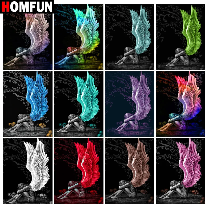 

Алмазная живопись HOMFUN, картина «сделай сам» из квадратных/круглых страз, «Портрет девушки Ангела», вышивка крестиком, стразы, Декор