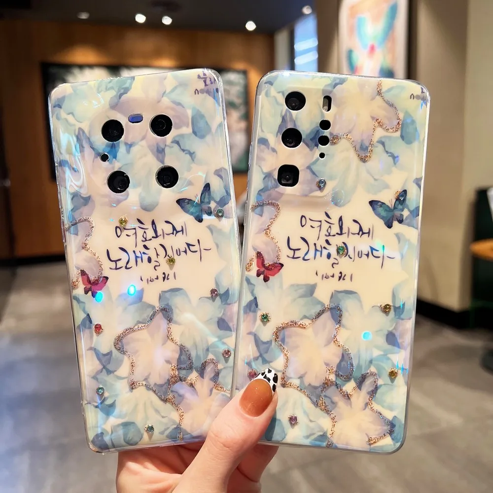 

Blue Ray Flowers And Plants Pattern Phone Case For iphone 11ProMax 11 13ProMax 13 12 12Pro XS X XR XSMAX 7 8Plus Soft Shell