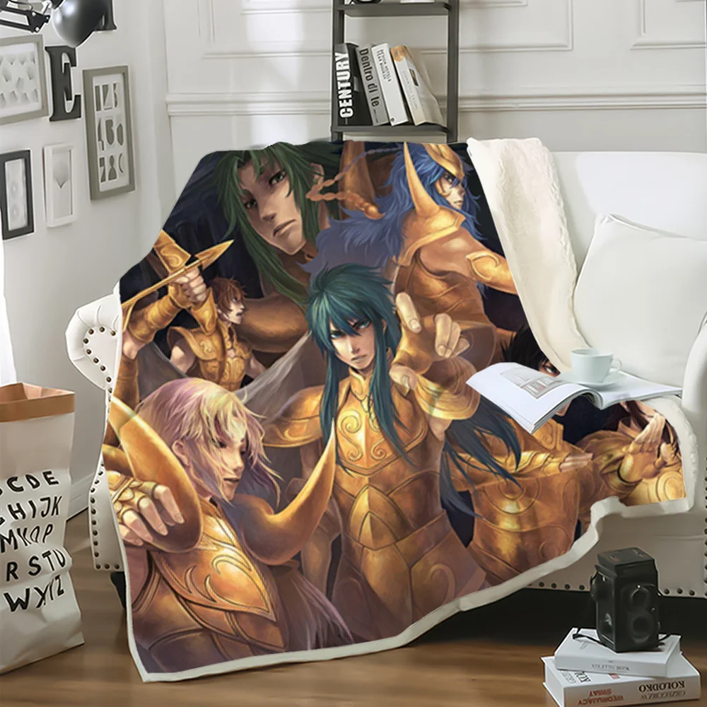 

CLOOCL Warm Blanket Japanese Cartoon Anime The Knights of The Zodiac Blankets 3D Printed Hiking Picnic Blankets Drop Shipping