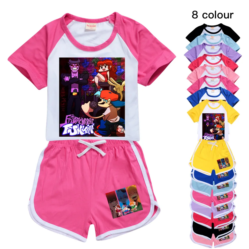 

Friday Night Funkin Print Toddler Girl Clothes Tees Kids T-shirt Baby Boys T Shirt+Shorts Harajuku Girls New Game Cotton Tshirts