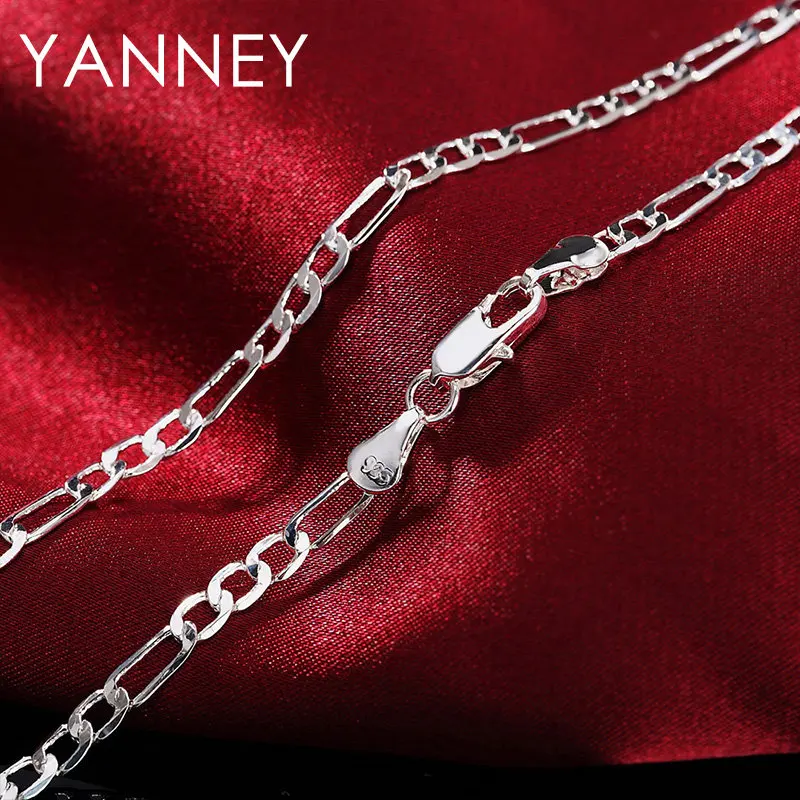 

Fine 925 Sterling Silver 4MM 16-30 Inches Figaro Chain Necklace For Men Women Fashion Luxury Wedding Christmas Jewelry Gift