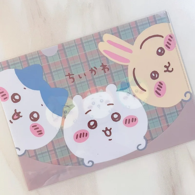 Фото Новая папка-скоросшиватель Chiikawa Hachiware Usagi Kawaii в стиле аниме, L-образная, для хранения экзаменационных работ, формат А4, удобная и портативная для студентов №2