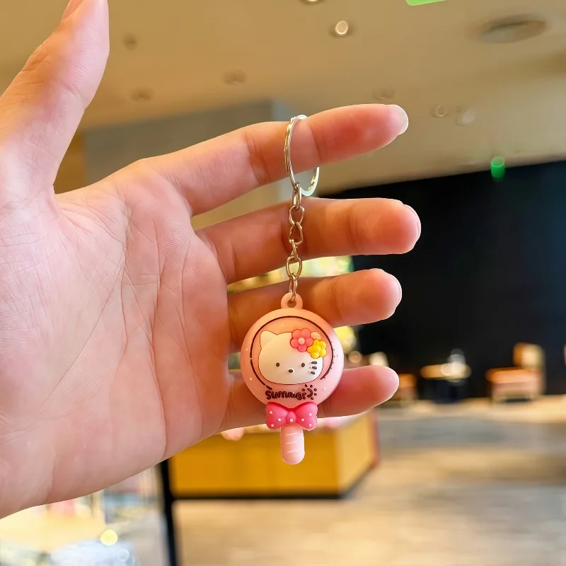 Фото Милый набор брелоков-леденцов Sanrio, очаровательные фигурки-конфетки с бантиками, мягкий ПВХ-брелок в подарок для девочек. №3