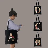 alphabet flower tote bags for women canvas 2021 new luxury handbags shopping printed bag fabric reusable designer logo handbag