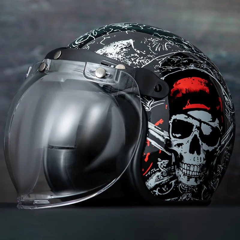 

Шлем для электромобиля VIRTUE, зеркальный полушлем в стиле ретро, с полями, двойное зеркало, универсальный, всесезонный