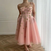 a line princess cute wear cocktail party dress sweetheart neckline sleeveless ankle length tulle with sequin strappy