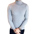 Мужская Тонкая однотонная водолазка, облегающие теплые вязаные свитера с длинным рукавом, Классическая однотонная Повседневная Нижняя рубашка 5XL