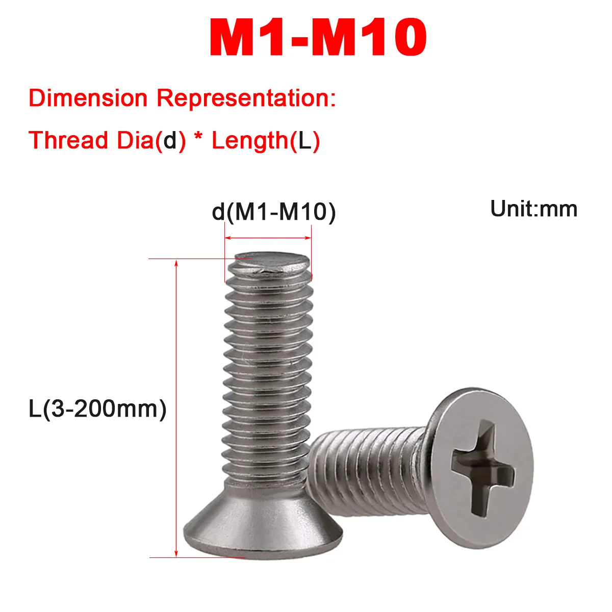 

M8M10 304 Stainless Steel Phillips Countersunk Head Screw