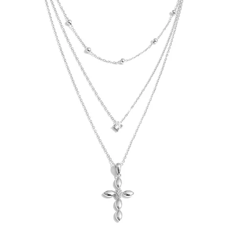 Yhpup Многослойная цепочка из нержавеющей стали с крестом для женщин