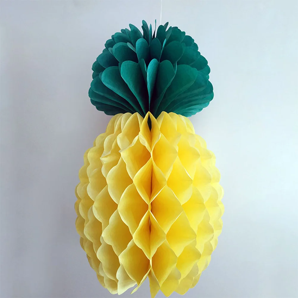 

6pcs Party Decor Paper Pineapple Decor Honeycomb Decor Beautiful Hawaiian Pineapple Hanging Decor for Party Festival Gathering