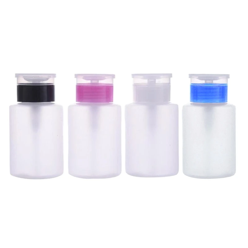 

150ml Push Down Empty Lockable Pump Dispenser Plastic Refillable Bottle with Flip for Nail Polish Makeup Remover