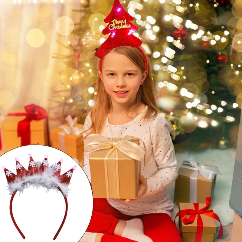 

Led Christmas Headband Christmas Hat Headband Christmas Hair Hoop Flashing Santa Hat Hat Headband Women Girl Headwear