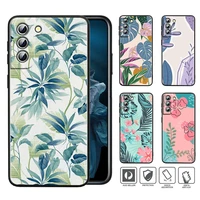 vintage flower leaves for samsung galaxy s22 s21 s20 ultra plus pro s10 s9 s8 s7 4g 5g soft tpu black phone case cover shell