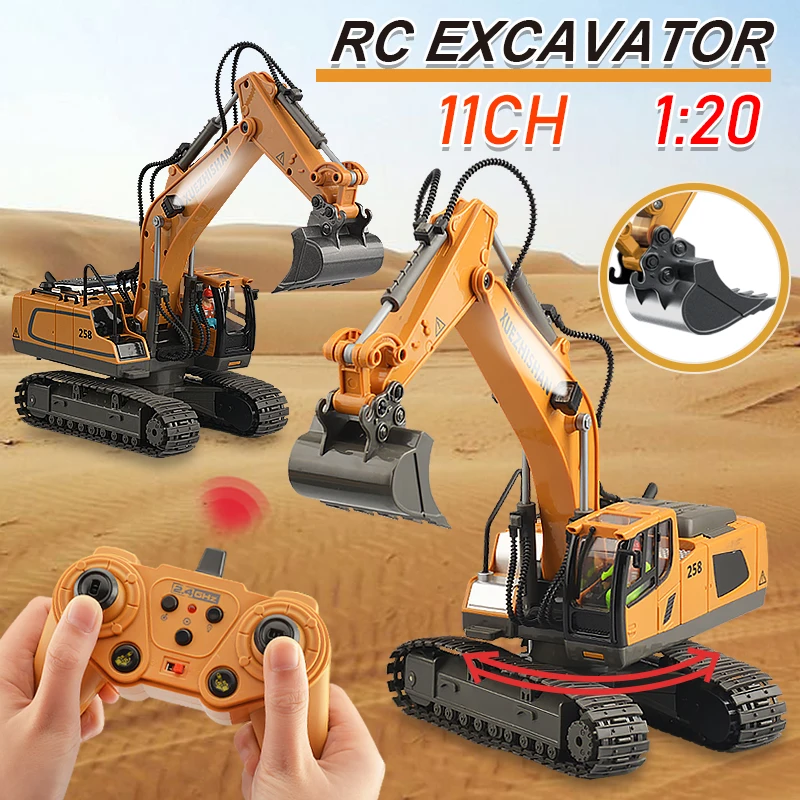 

2.4Ghz Rc Excavator Toy Engineering Car Alloy and Plastic Remote Control Digger Mixing Crane Forklift Truck For Children's Gift