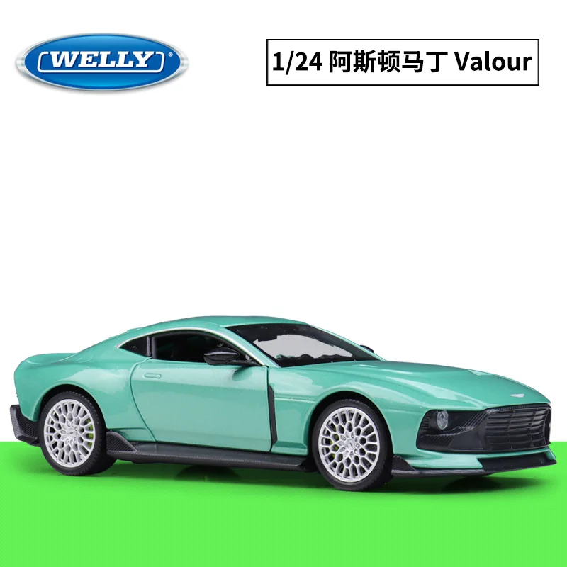 Фото Новинка WELLY: Коллекционная модель спортивного автомобиля Aston Martin Valour в масштабе 1:24, имитация из сплава, готовая к эксплуатации, украшение для сцены, игрушка-сувенир №1