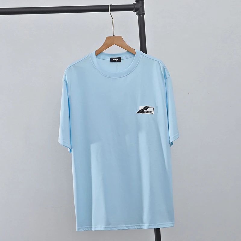 

Футболка We11done с маленьким логотипом, синяя футболка для мужчин и женщин, парная футболка из 100% хлопка, футболка в стиле хип-хоп, Повседневная...