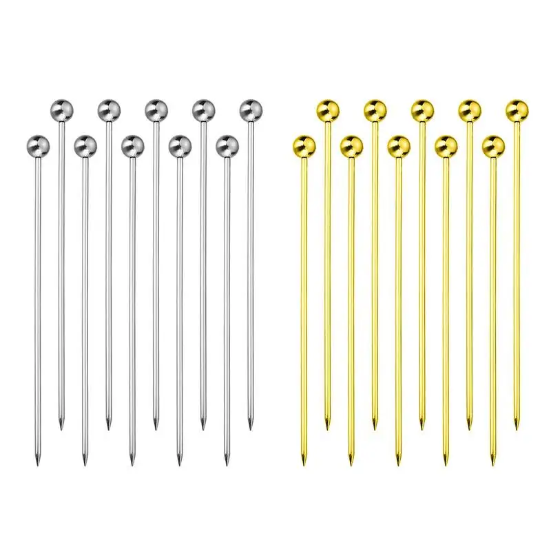 

Stainless Steel Cocktail Garnish Sticks Reusable Washable Appetizer Picks For Drink Skewers Bloody Mary Martini Olive Fruits