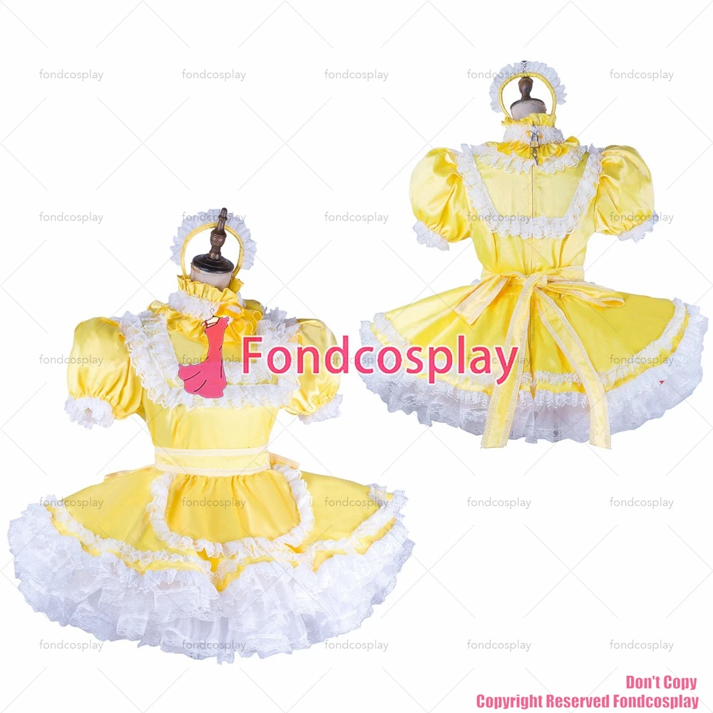 Сексуальная одежда для взрослых с крестом fondcosplay, желтое атласное платье для детей с замком, костюм для детей, CD/TV[G2053]