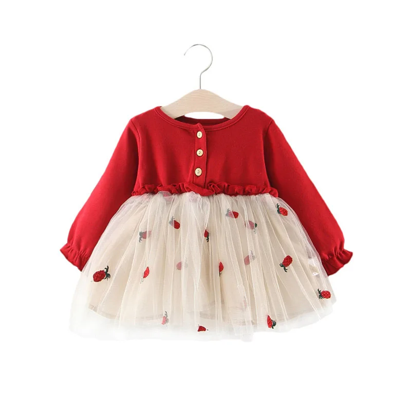 

6M-3T Baby Dresses for Girl Princess Lace First Birthday Party Dresses Red Baby Outfits Clothes Fashion Toddler Girl Dresses