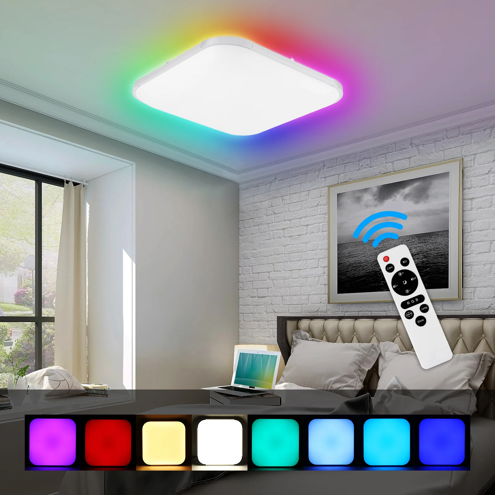 

Ridgeyard Modern Led Ceiling Lamps 24W Ceiling Panel Lights RGB Indoor Lighting For Living Room Bedroom Corridor Balcony Lightin