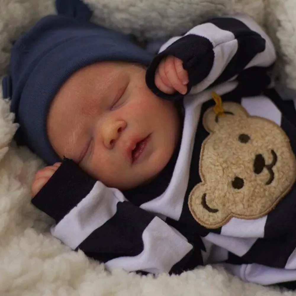 Фото Кукла реборн мягкая для мальчиков, Реалистичная кукла для новорожденных, гибкая 3D Кожа, тон с венами, премиум-кукла, 45 см №2